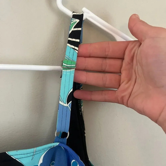 Lands End Womens Blue Green Tankini Swimwear 8P Sleeveless Floral Pullover - Picture 2 of 6